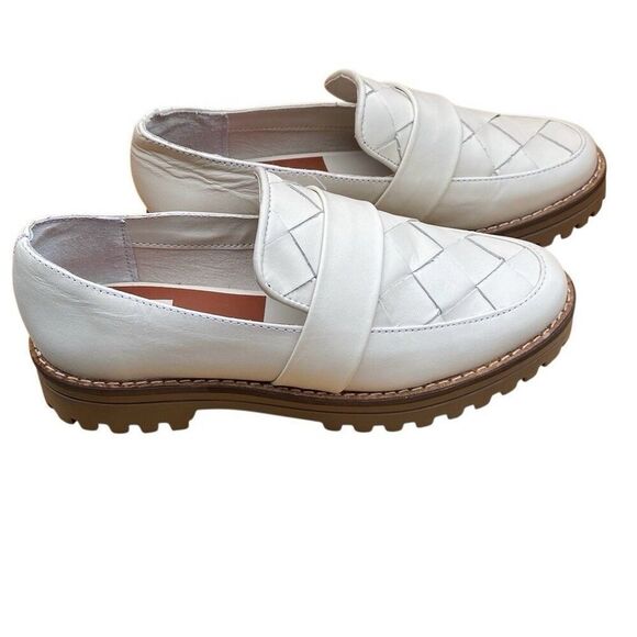 Dolce Vita Genuine Leather Woven Slip On Lug Sole Aubrey Loafers Ivory Size 6 - Picture 2 of 9